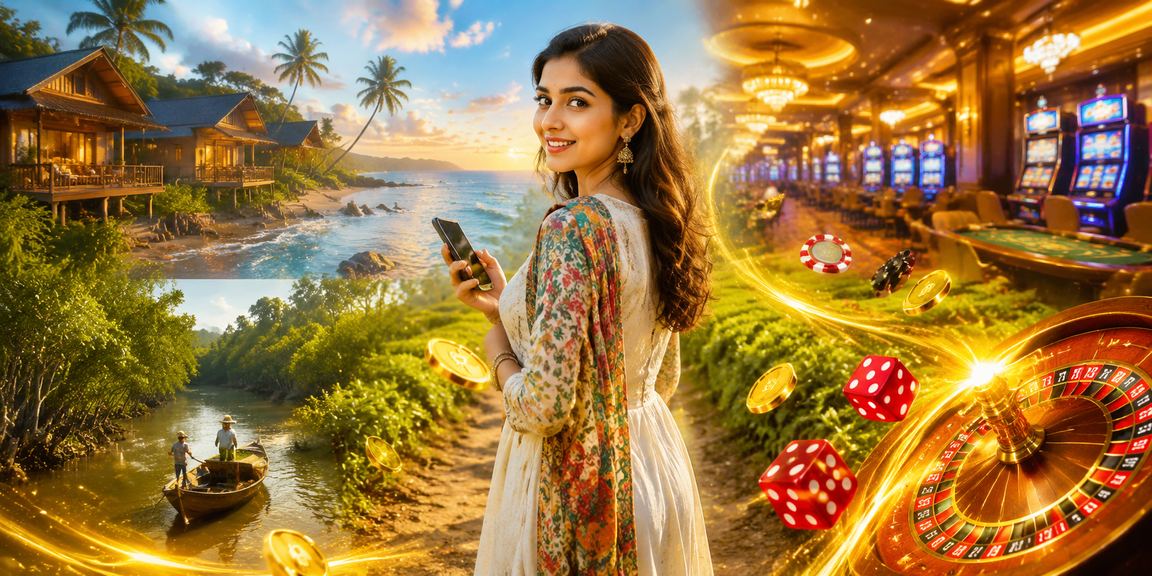 সুন্দরবনের চা বাগানে মোবাইলে fency ক্যাসিনো গেমস উপভোগ করছেন ব্যবহারকারী